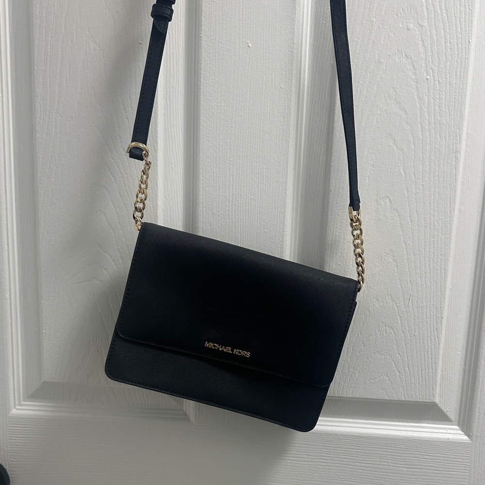Michael Kors Black Crossbody Bag with Gold Chain
